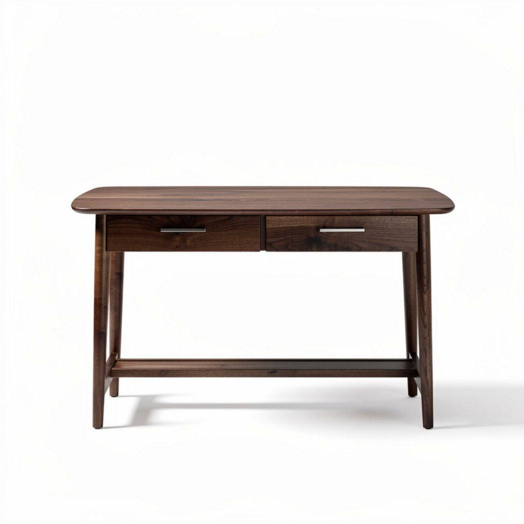 Walnut writing desk with two drawers and minimalist design 120 x 60 x 75cm
