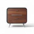 Wooden nightstand with two drawers in walnut finish 45 x 40 x 40cm