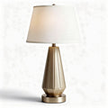 Metal table lamp with white fabric shade 30 x 20 x 60cm for living room decor