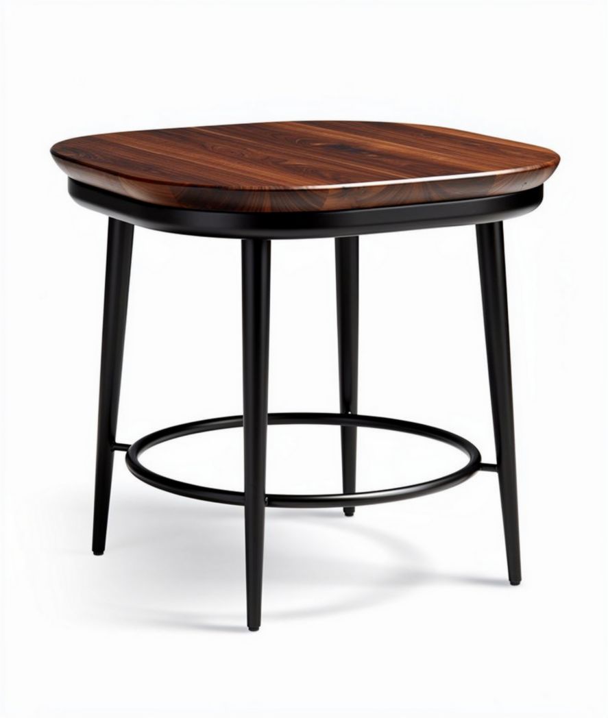 Wooden side table with black metal legs 50 x 50 x 45cm for living room