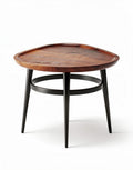 Wooden coffee table with black metal legs and triangular shape 60 x 60 x 45cm