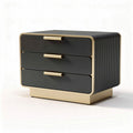 Modern three-drawer storage cabinet in black and gold 60 x 40 x 40cm