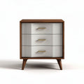 Wooden nightstand with three drawers and modern white front design 50 x 40 x 70cm