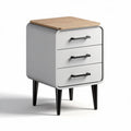Modern nightstand with three drawers in white and wood finish 45 x 40 x 60cm