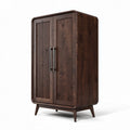 Wooden cabinet with double doors and ribbed design measuring 80 x 40 x 160cm