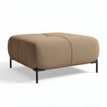 Upholstered ottoman coffee table in beige fabric with black metal legs 90 x 90 x 40cm