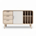 Wooden storage console with sliding door three drawers and multiple compartments 90 x 40 x 75cm